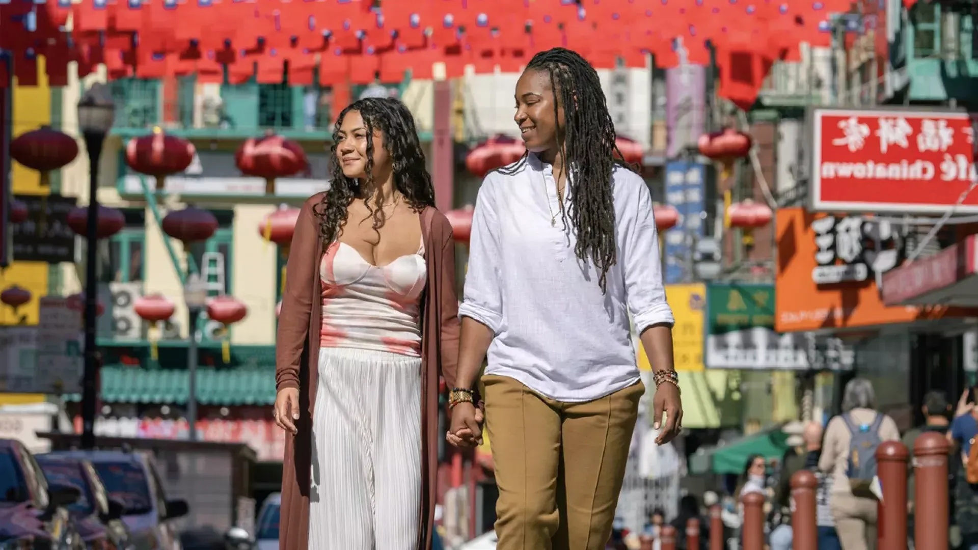 ladies walking in chinatown